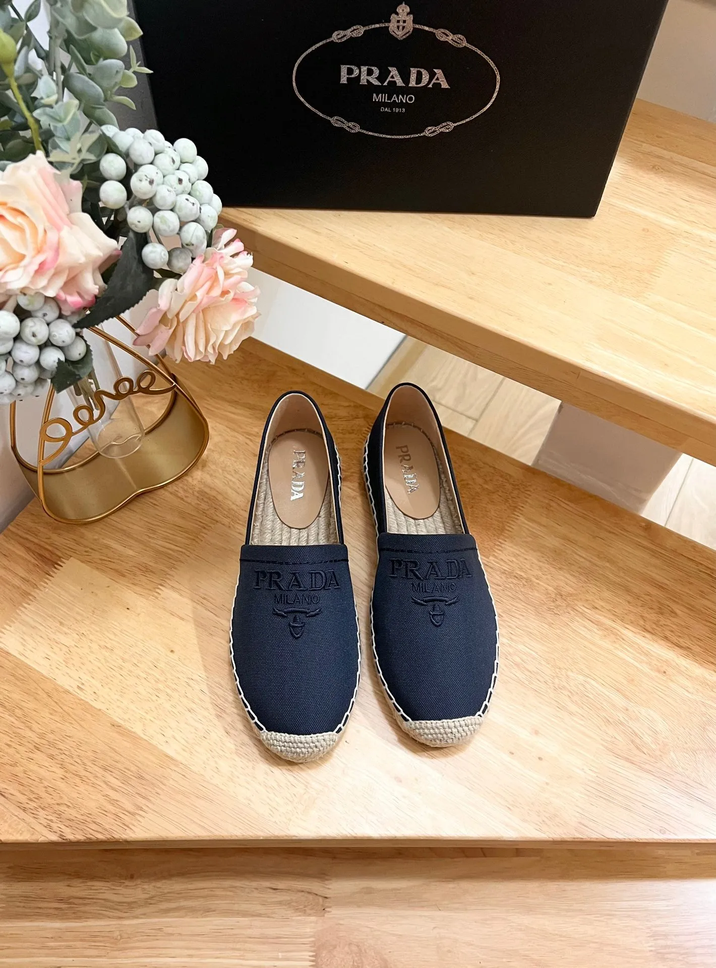 PRA ESPADRILLES LOAFERS NAVY LINEN FABRIC