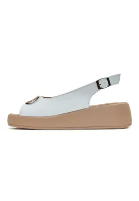 Slip-On Platform Heel Sandals - White