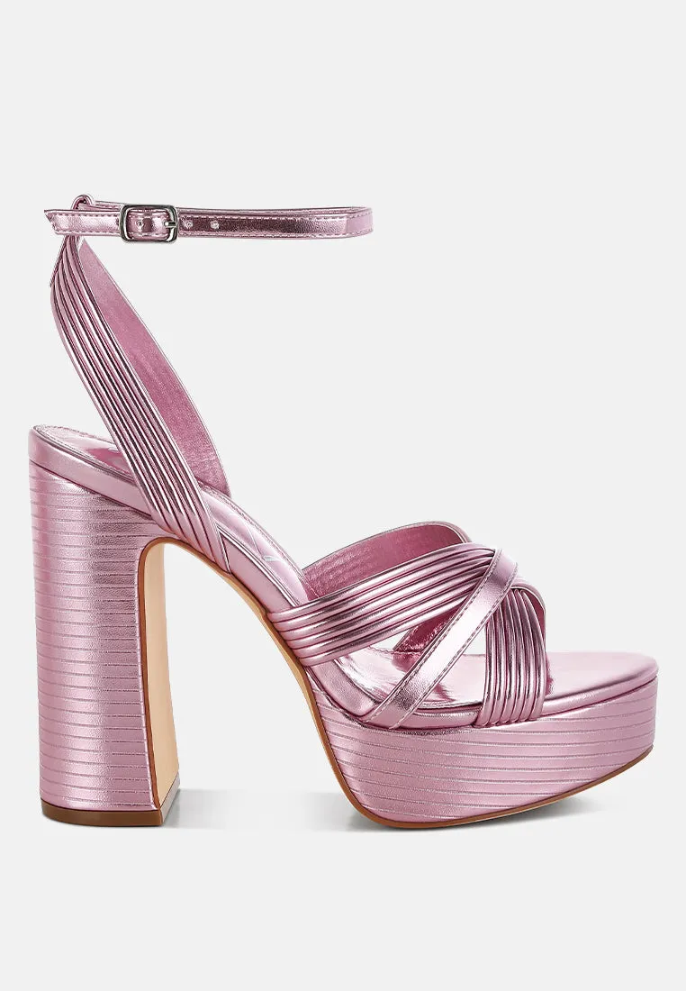 Socialite Metallic Ankle Strap Heel Sandals