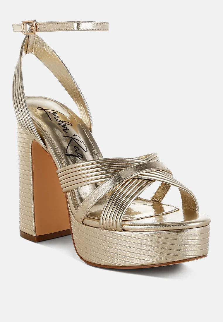 Socialite Metallic Ankle Strap Heel Sandals