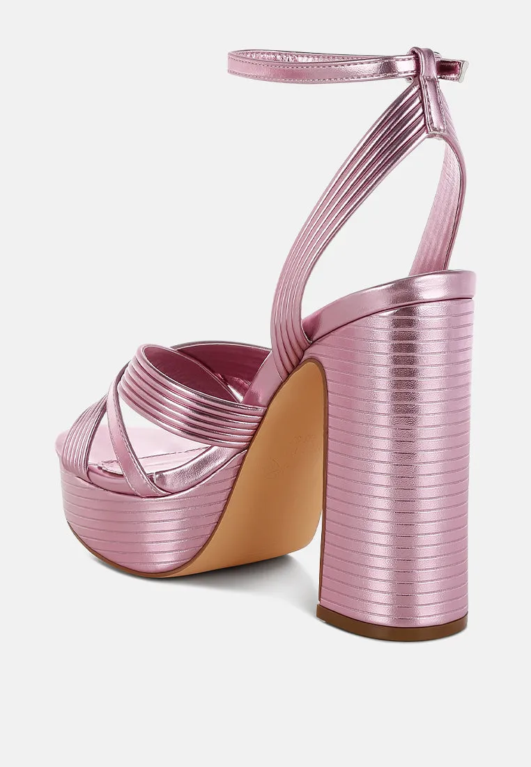 Socialite Metallic Ankle Strap Heel Sandals