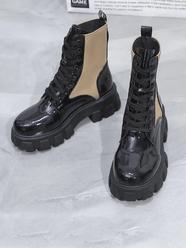 Suave Contrast Combat Boots