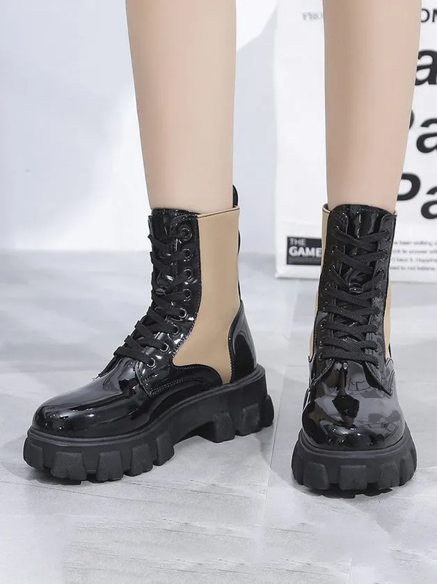 Suave Contrast Combat Boots