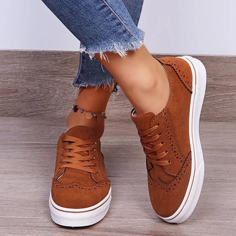 Summer flat lace up walking sneakers casual shoes for women