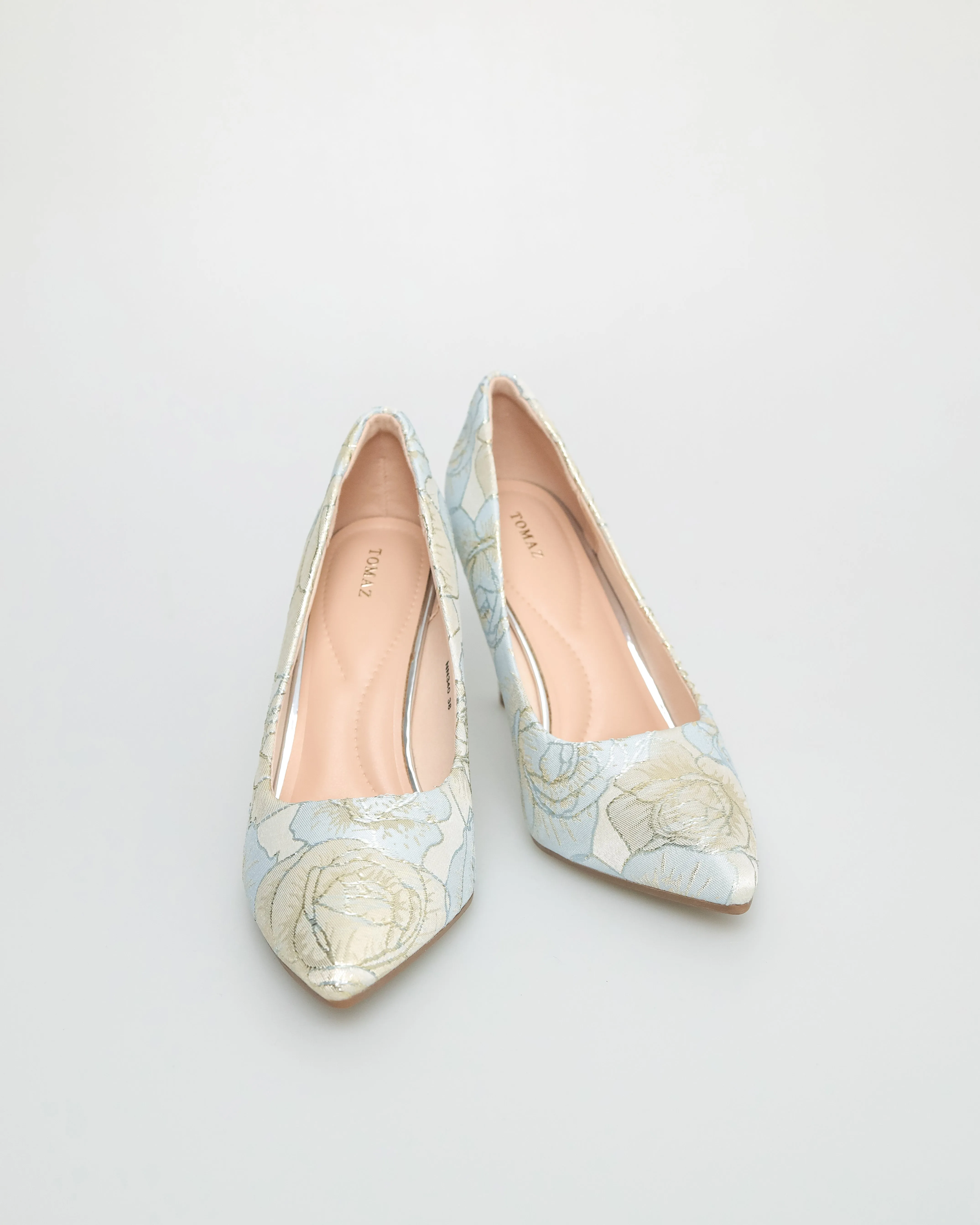 Tomaz NN340 Ladies Flower Patterned High Heels (Light Blue)