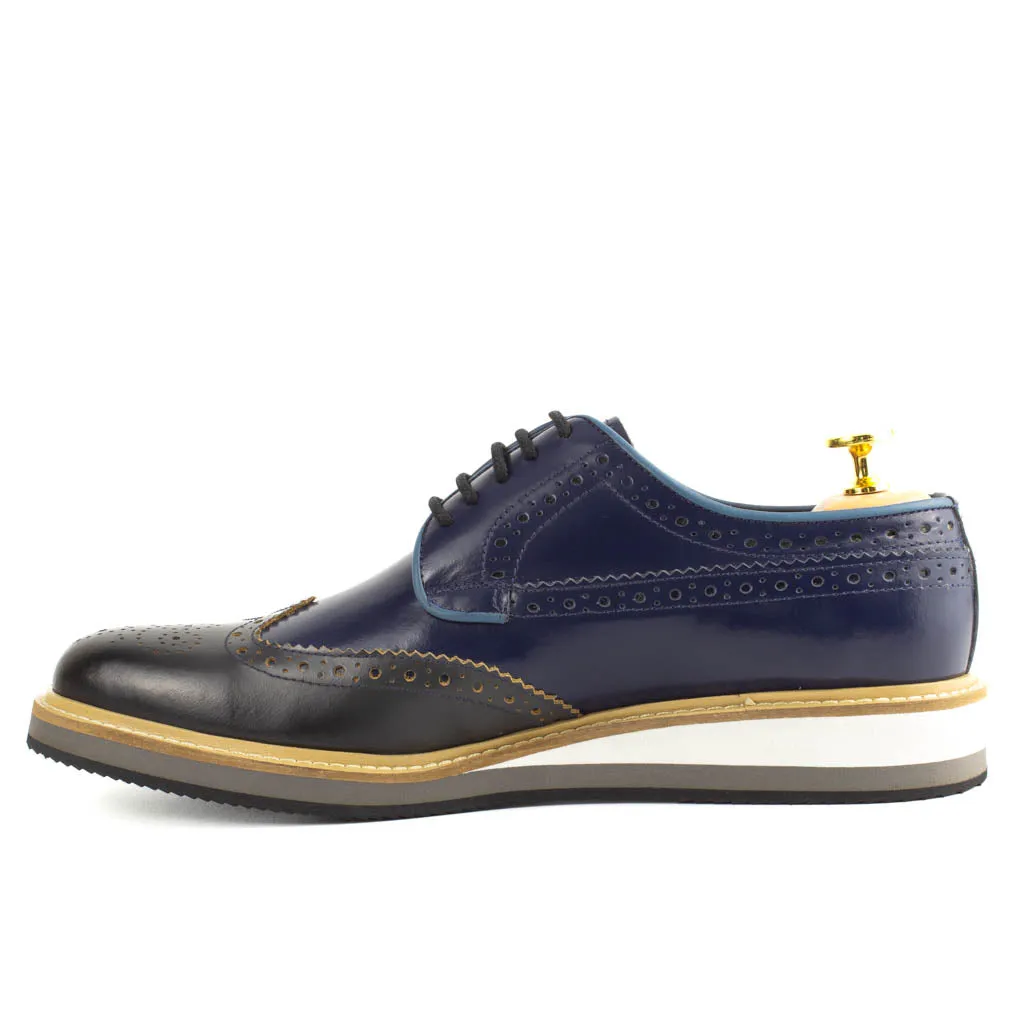 Vestito Navy Men's Wingtip Leather Derby Dress Shoes