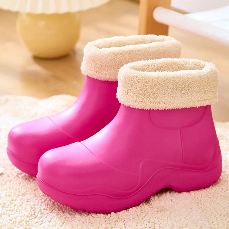 Warm and Waterproof Platform Ankle High Rain Boots