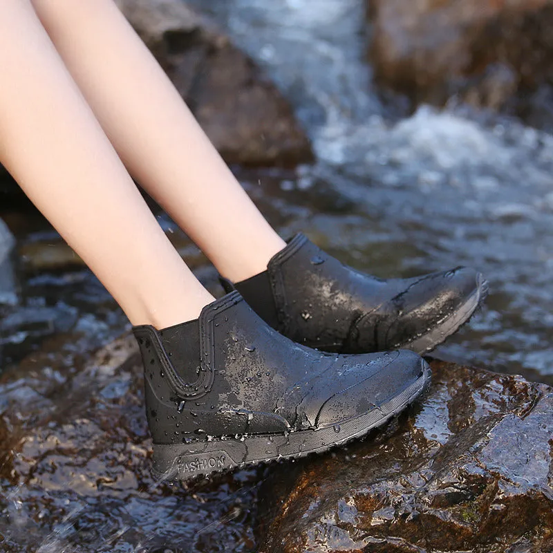 Winter Rain Shoes  Waterproof Shoes Short Tube Plus Plush Non-slip Perfect for the Rain, Wet Morning Hikes, and totally, Waterproof Yo