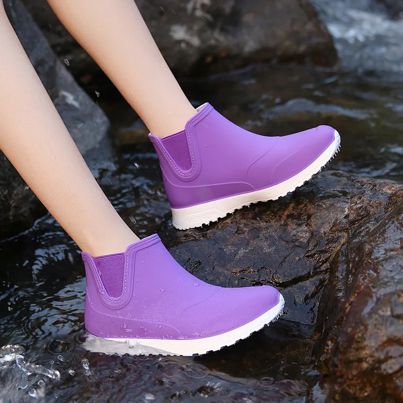 Winter Rain Shoes  Waterproof Shoes Short Tube Plus Plush Non-slip Perfect for the Rain, Wet Morning Hikes, and totally, Waterproof Yo