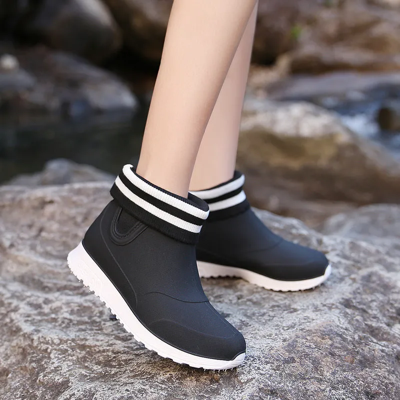 Winter Rain Shoes  Waterproof Shoes Short Tube Plus Plush Non-slip Perfect for the Rain, Wet Morning Hikes, and totally, Waterproof Yo