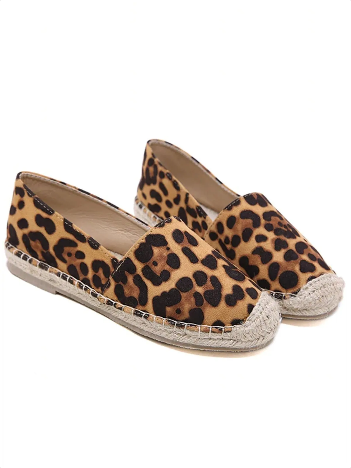 Women's Leopard Print Espadrilles Loafer Shoes By Liv and Mia