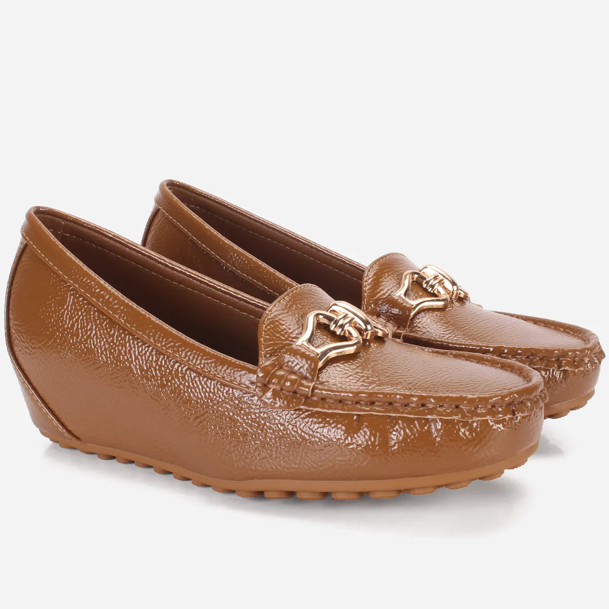 Womens "ALORA" High Wedge Comfy Moccasins