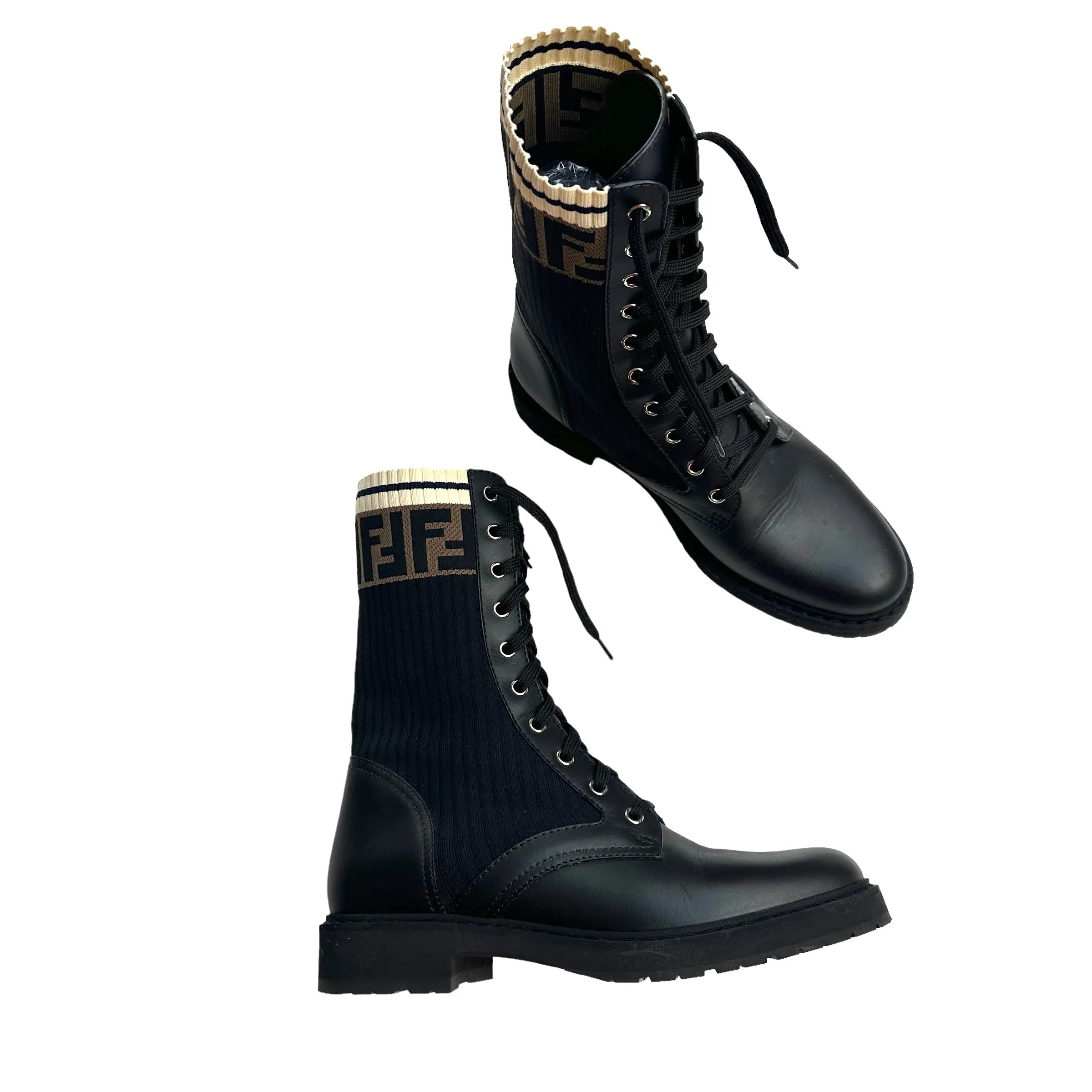 Zucca Logo Printed Combat Boots - 10